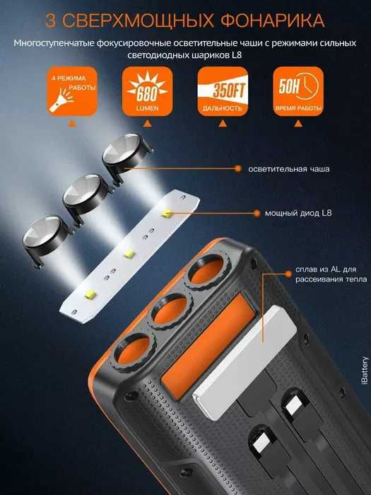 Портативний павербанк для IPhone та Android Power Bank K6 Pro 43800mAh