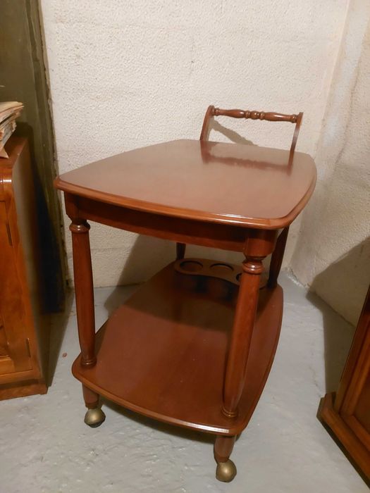 Carrinho mesa apoio bar bebidas de mão madeira nobre rodas