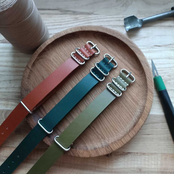 Ремінець з натуральної шкіри NATO Strap Zulu для годинника 22мм Tissot