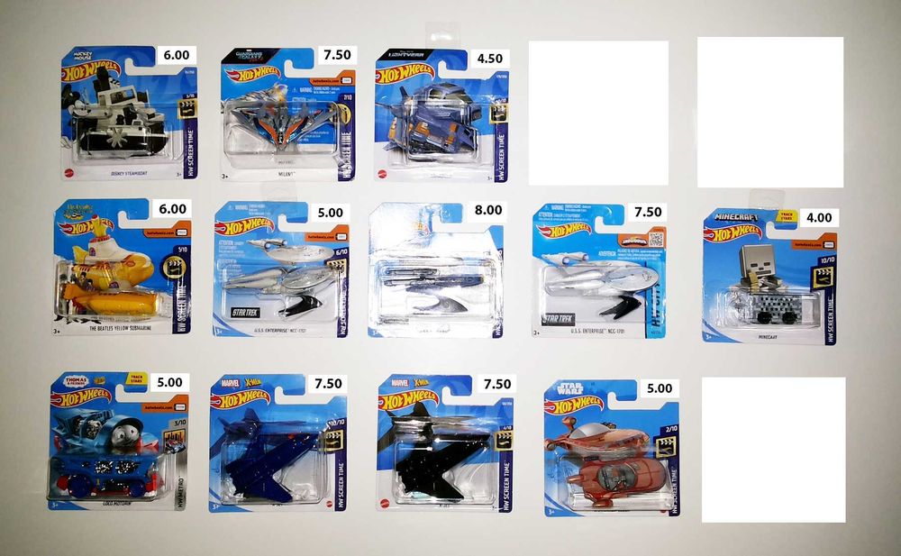 Carros Hot Wheels - Naves Star Wars - Star Trek -  X-Men - Milano - Beatles etc