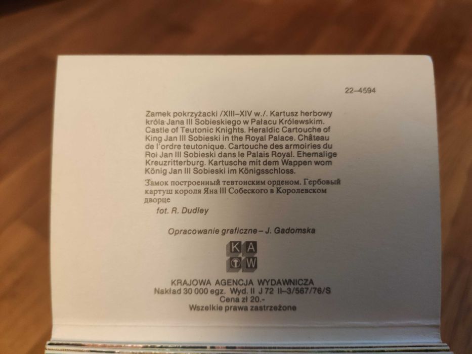 Pocztówki Malbork Zamek harmonijka R.Dudley