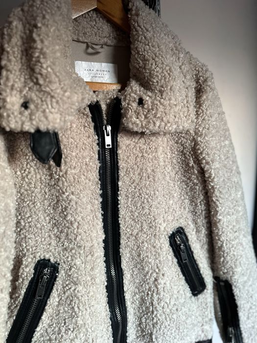 Beżowy baranek kożuszek zara viral idelany S