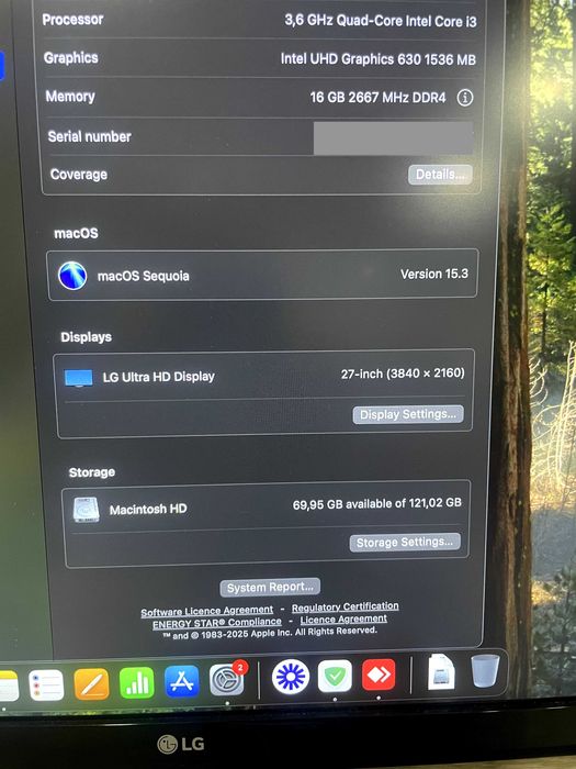 Компьютер Apple Mac mini 2018 A1993, i3 8gen, 8GB RAM, 120GB SSD