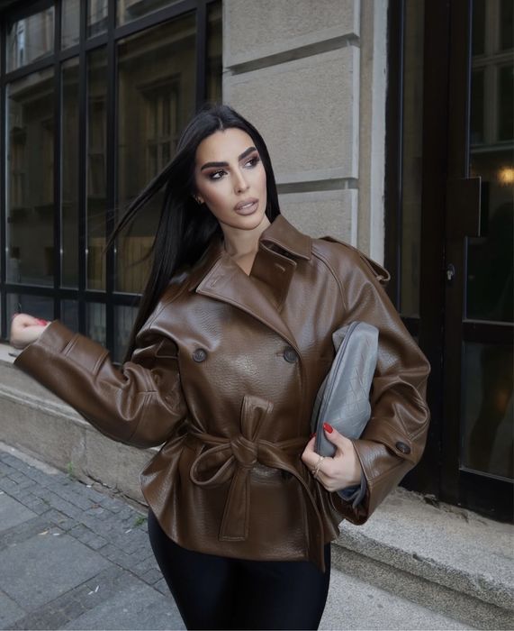 Куртка косуха тренч шкіра Zara M