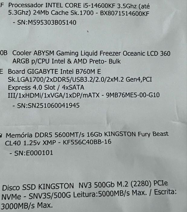 pc i5 14600kf gaming setup completo secretaria  e cadeira