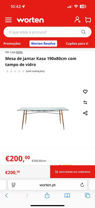 Mesa de vidro. 6 lugares