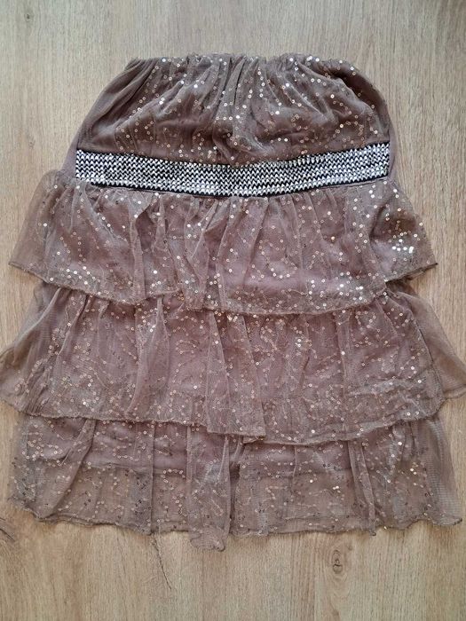 Brązowa, błyszcząca bluzka z cekinami na imprezę rozm. M/XL