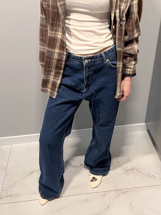 Широкі джинси темно синього кольору