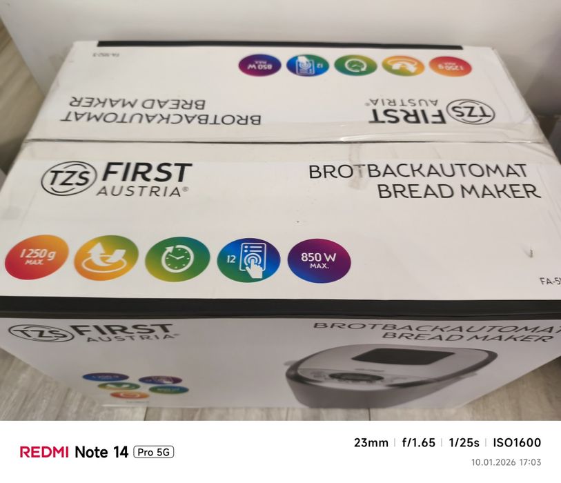 Wypiekacz do chleba First Austria 5152-3 - 12 programów, 850W