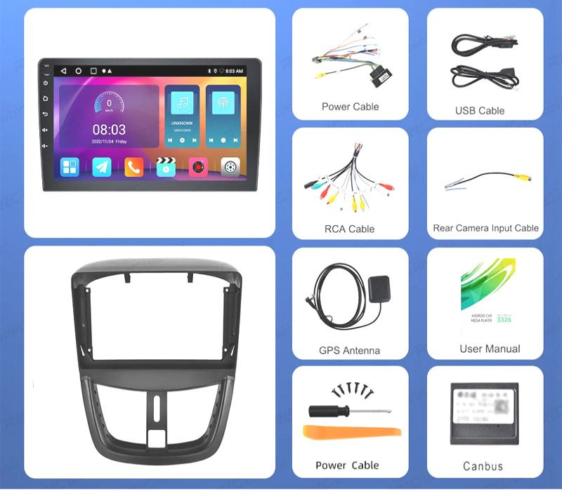 RÁDIO GPS ANDROID 13 PEUGEOT 207 09-12