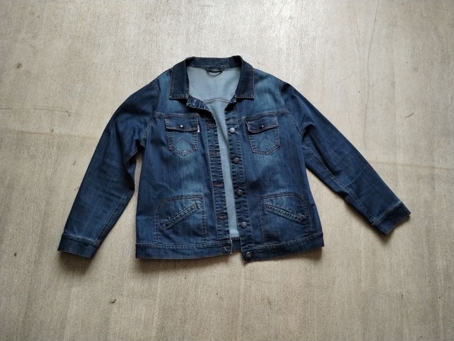 Jeans śliczna katana kurtka m/l granatowa guziki L/40/12 Bardzo dobry