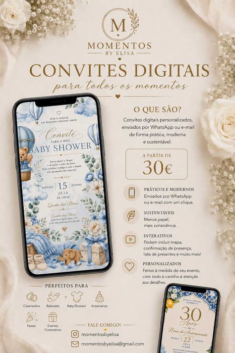 Convites Digitais Personalizados | Casamentos, Batizados, Aniversários | Desde 30€