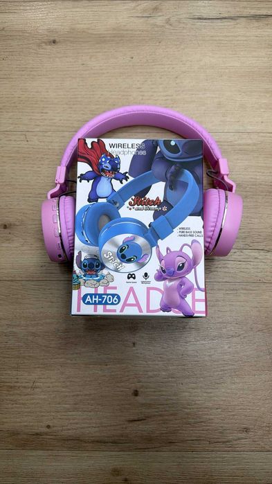 Headphone Bluetooth Stitch Rosa Sem Fio AH-706 Infantil