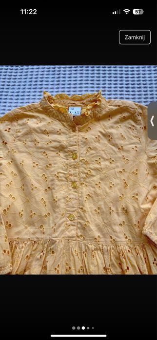 Żółta sukienka ażurowa vrs 122-128