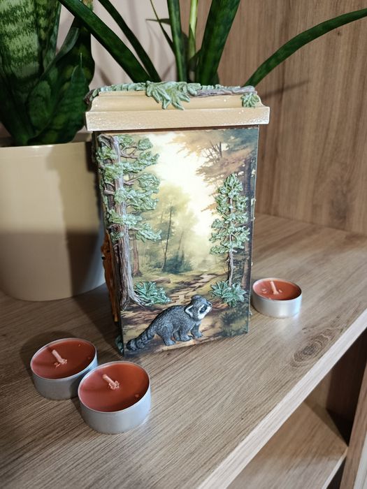 Świecznik na tealight z leśnymi zwierzątkami