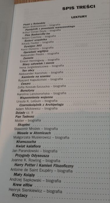 Opracowanie lektur i wierszy gimnazjum liceum