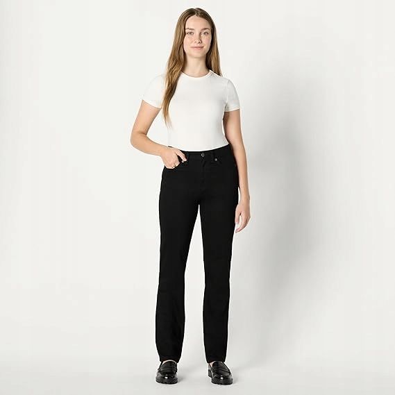Amazon essentials czarne jeansy proste wysoki stan bawełna 42 17aa