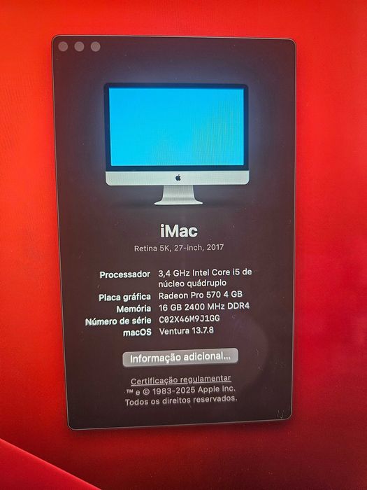 Vendo iMac 27" Retina 5K (modelo de 2017), em excelente estado estético e totalmente funcional