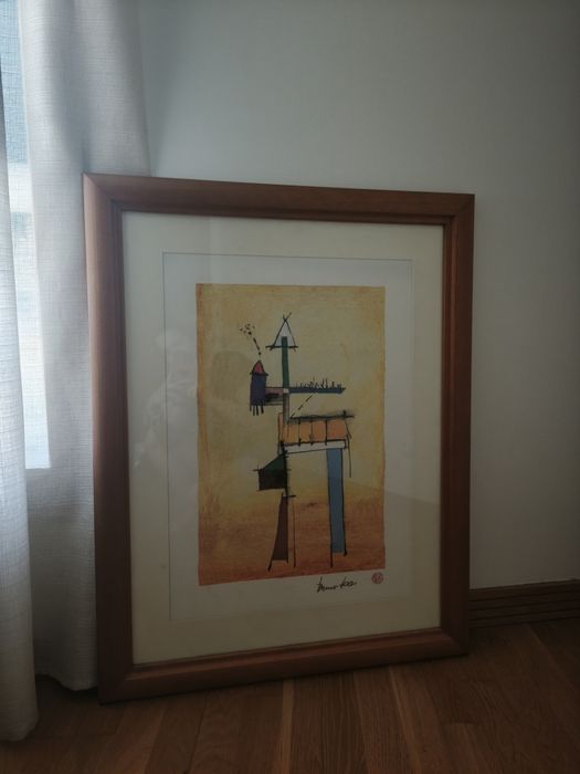 Quadro / Gravura Abstrata "Die Spur" – Artista Bruno Haas (Com Moldura)