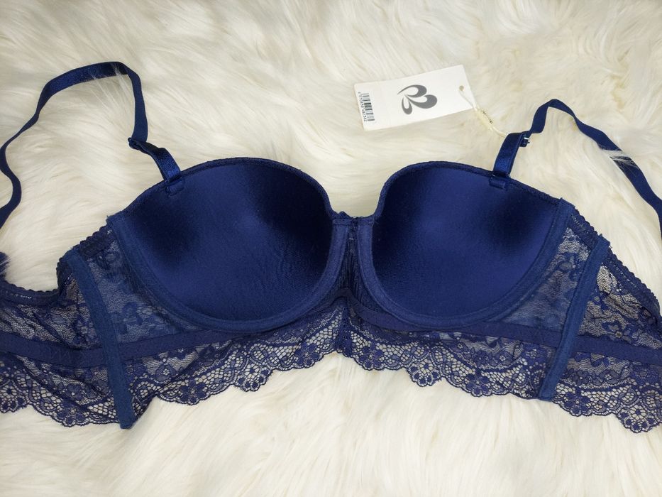 Новий бюстгальтер Анжеліка пуш-ап B 36/80 синій кружевний