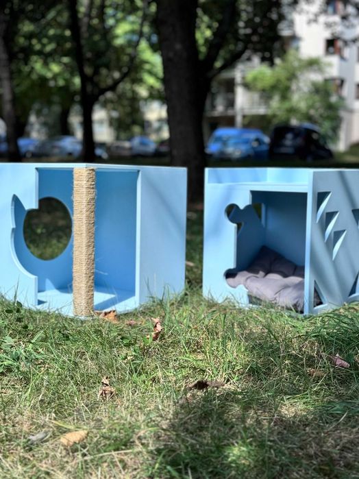 Buda Budka Domek DLA KOTA DRAPAK MiauVilla Blue