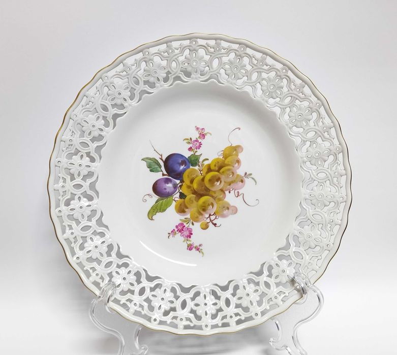 Ażurowa patera w owoce, Miśnia, Meissen 1955 rok