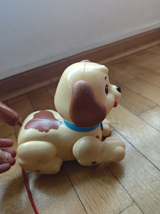 Zabawkowy pies na smyczy