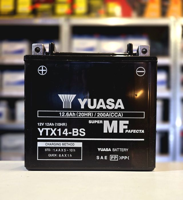 Akumulator motocyklowy AGM YUASA YTX14-BS 12V 12Ah 200A
