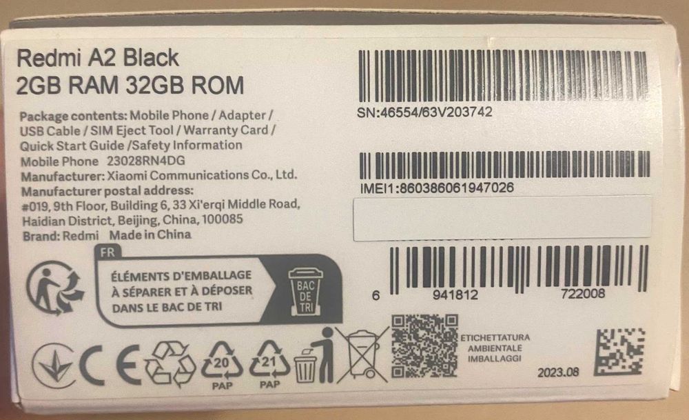 Telefon Xiaomi Redmi A2 Black 2GB Ram 32 GB ROM