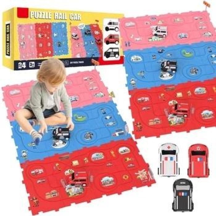 Puzzle tor przeszkód ambulans straż pudełko,410x190 mm