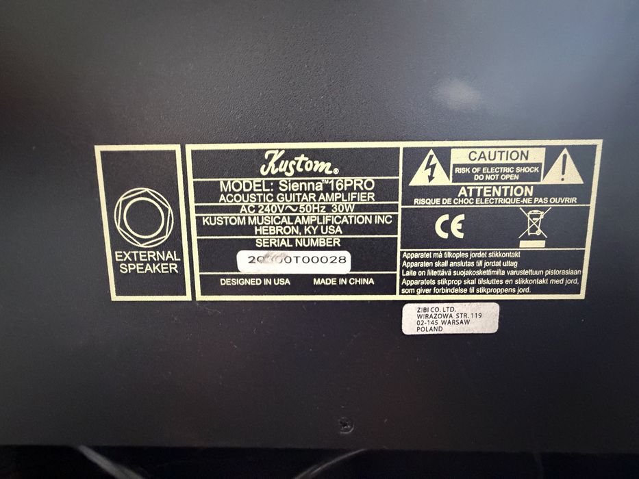 Wzmacniacz do gitary akustycznej Kustom Sienna 16 PRO V2 + Kabel