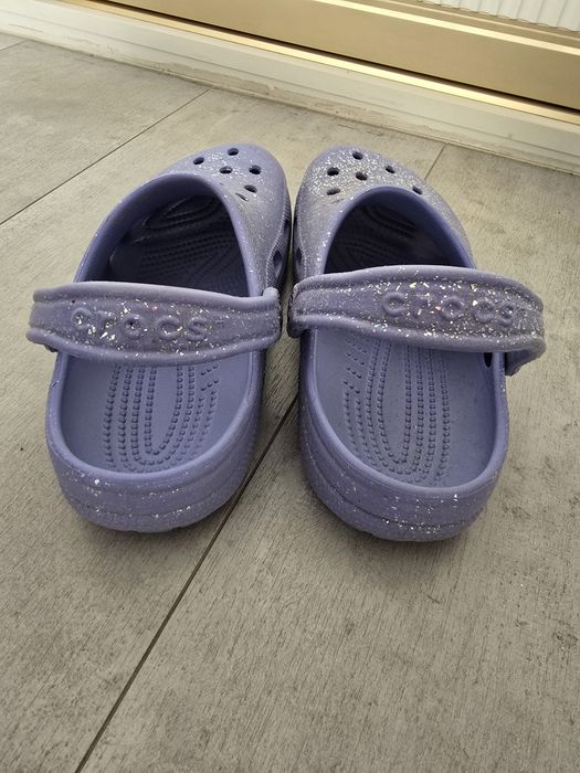 Crocs j5 fioletowe 37 38 glitter brokatowe buty