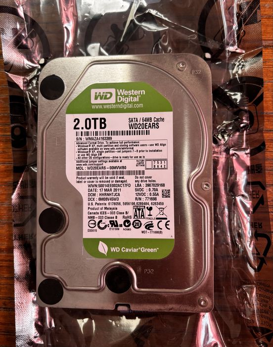 HDD Western Digital Caviar Green 2 ТБ (WD20EARS) — 2000 ГБ