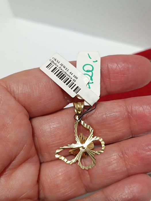 Złoty wisiorek Motyl że szlifem i cyrkonią, złoto próby 585