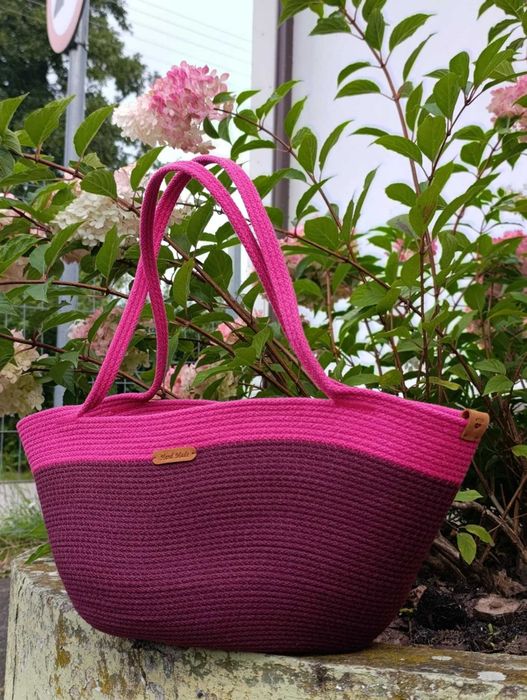 SuperOkazja. Fioletowo-różowa torba typu koszyk, wymiary 50 cm x 23 cm
