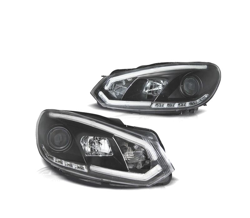 FAROIS FRONTAIS VOLKSWAGEN VW GOLF 6 08-12 TUBE LIGHT FUNDO PRETO