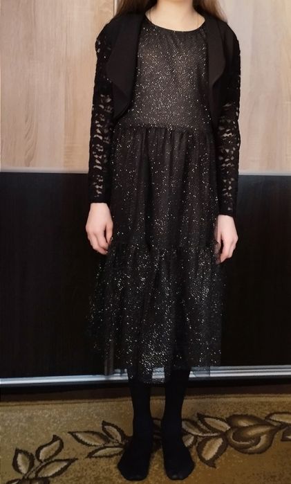 Sukienka rozkloszowana tiulowa z brokatem