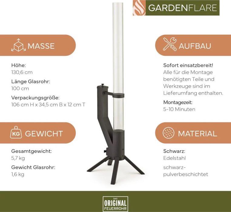 Уличный камин GardenFlare Fire Tube. Пеллетный обогреватель.