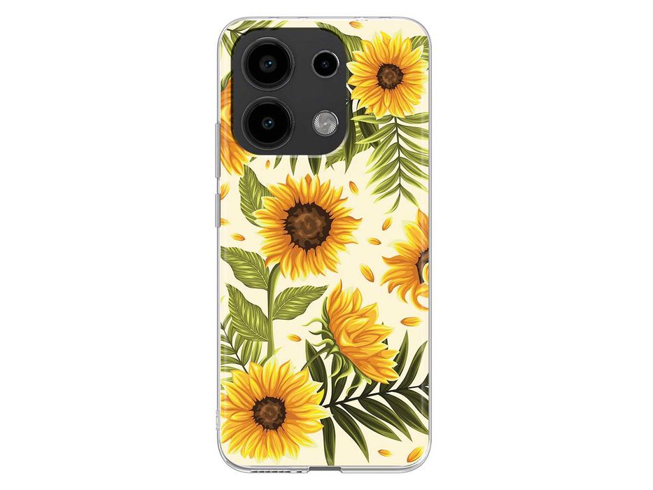 Capa em silicone com Flores Girassóis para Xiaom Redmi e Mi