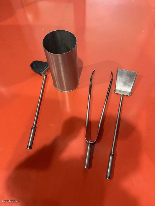 Conjunto de utensílios para chaminé em inox