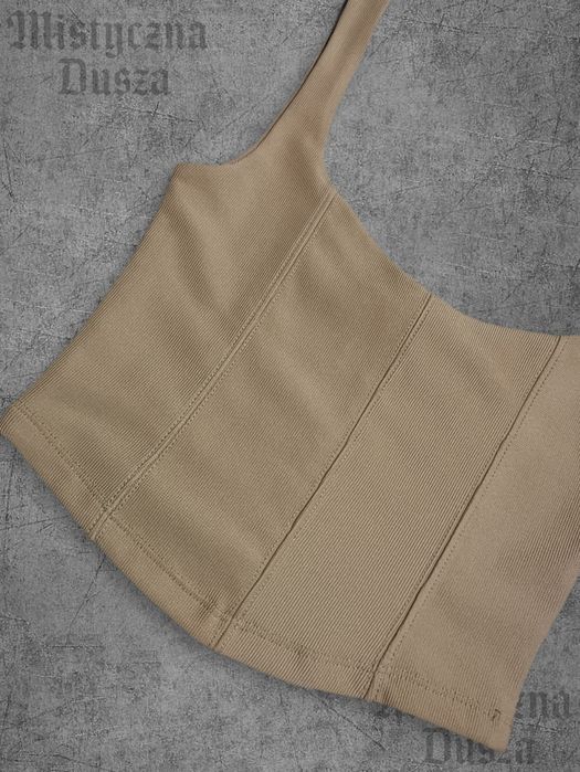 Crop top beżowy gorsetowy bluzka na ramiączkach SWAG y2k 2000 alternative cute