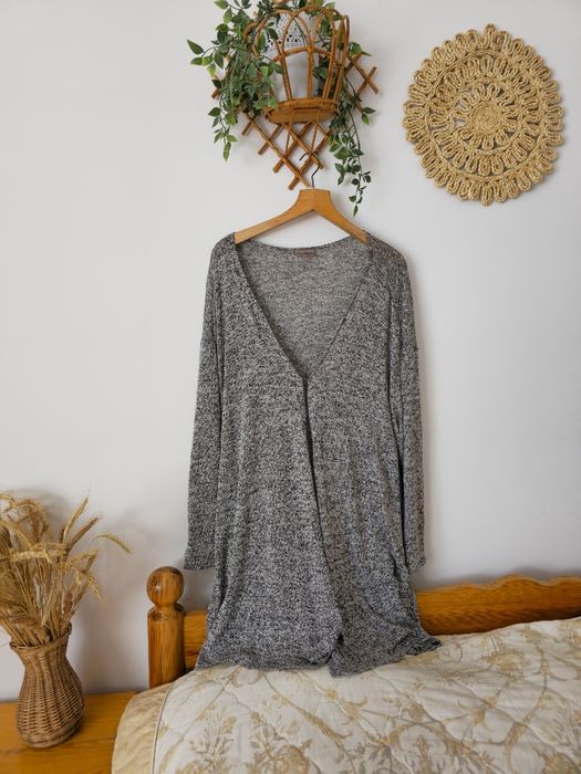 Szaro czarny luźny oversize szeroki kardigan sweter H&M XL xxl 3xl