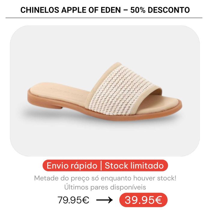 50% Desconto - Chinelo Apple of Eden Shoes