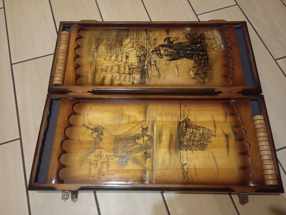 Нарды ручная работа, Хай-тек подарочные Парусник ,Воин,Русалка