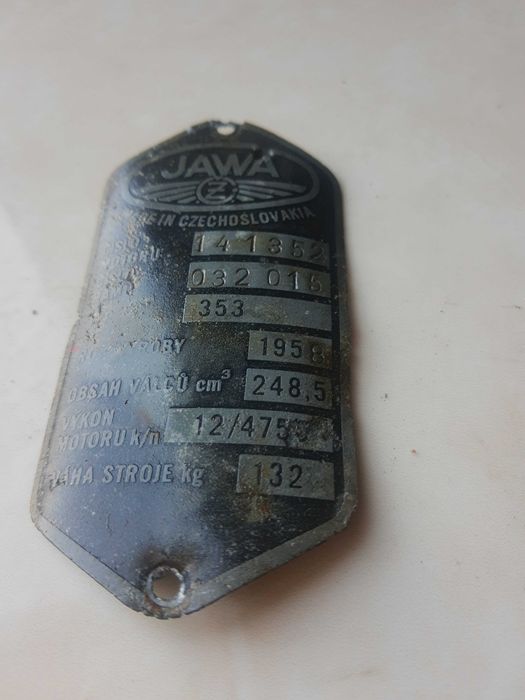 stara tabliczka znamionowa  jawa