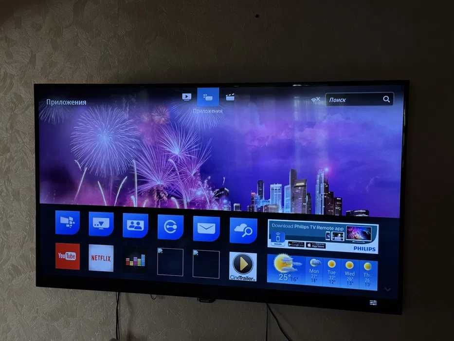 Плазма Smart TV Philips 55PUH, 4K, 55 дюймов + кронштейн