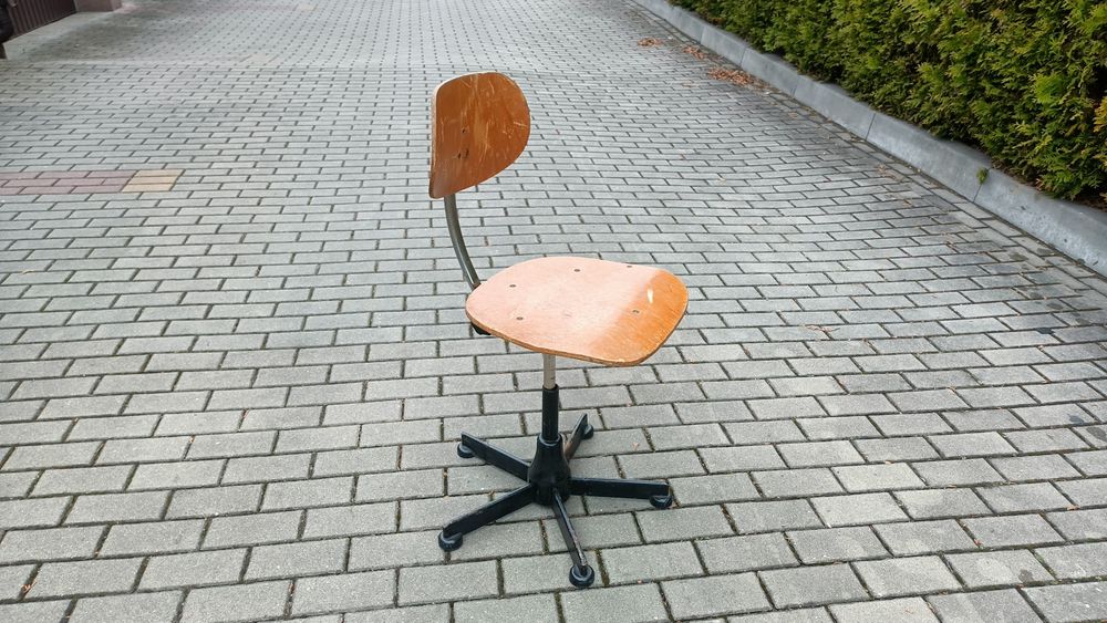 Stare Krzesło Obrotowe Industrialne Stołek LOFT Vintage Warsztatowe