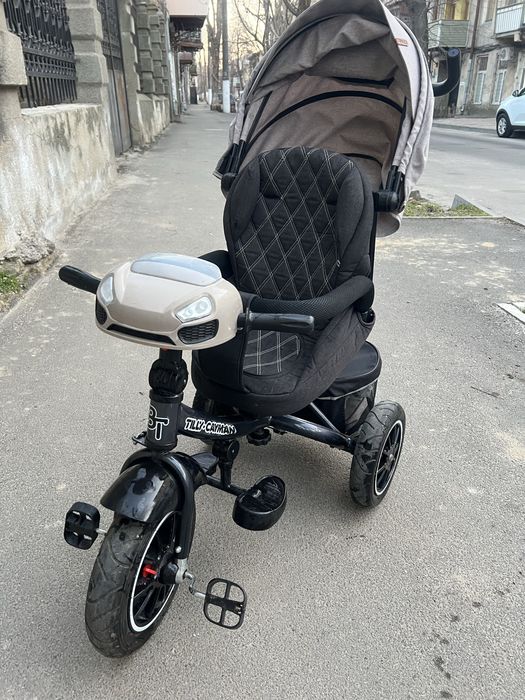 Дитячий триколісний велосипед Tilly Cayman з ручкою та козирком