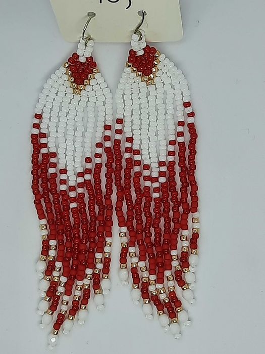 Kolczyki z kilkuset koralików,  długie i lekkie, rękodzieło, handmade