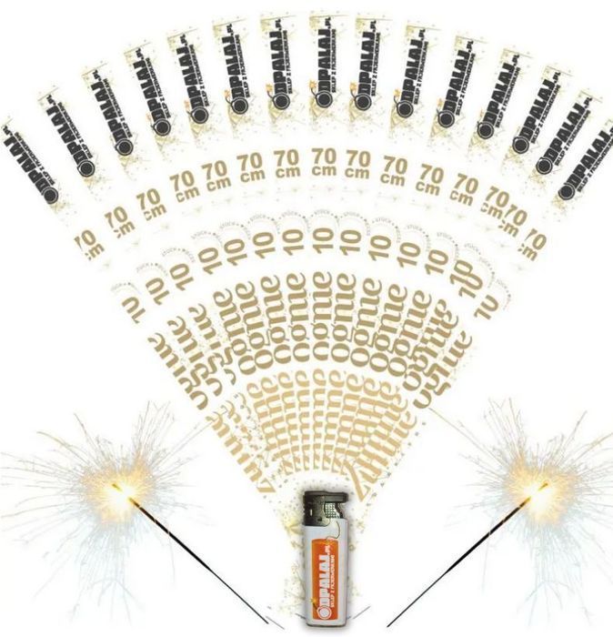 100 SZTUK - Zimne Ognie 70cm na WESELE + zapalniczka żarowa GRATIS!